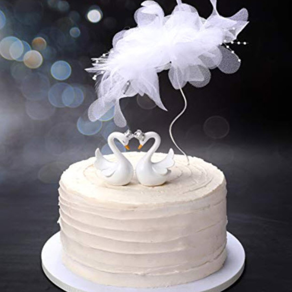 Swan couple wedding cake topper set - Picture 3 of 6